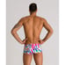 Arena men pink white Provenza Zebra low waist short trunk swimwear size 32