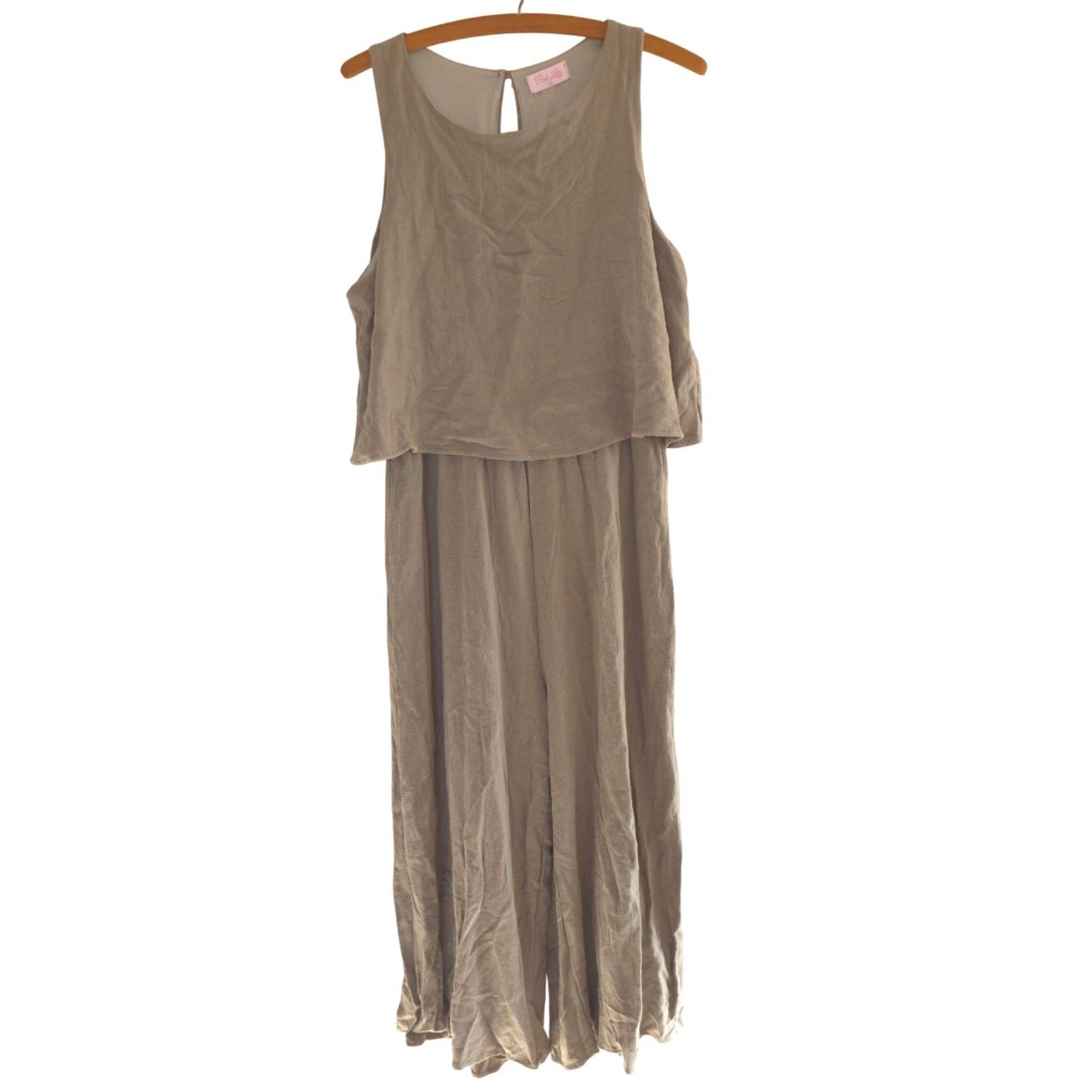 Pink Lilly Jumpsuit Linen Sage Green Scoop Neck Tank Crop Wide Leg Beachy Resort