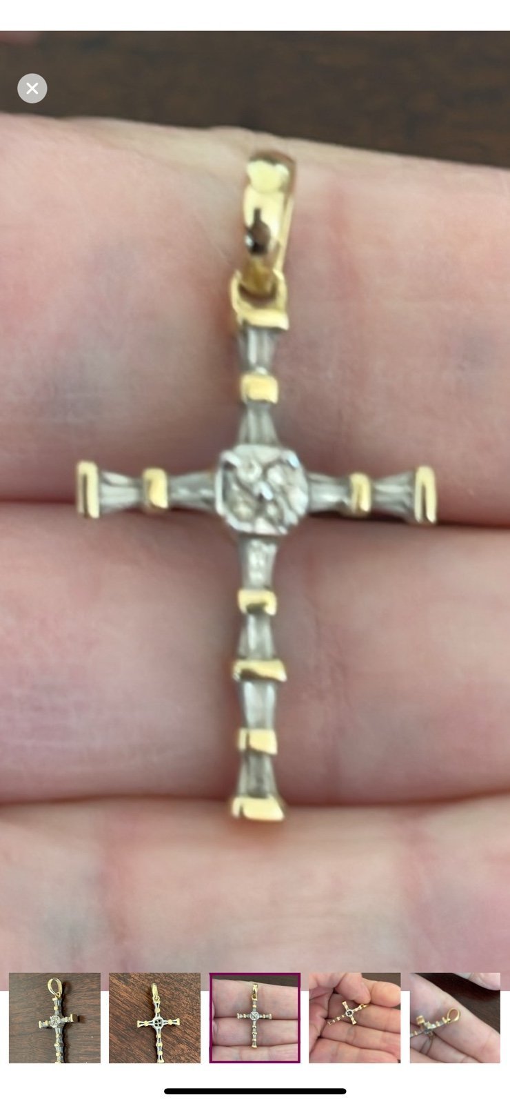 14k solid gold and diamonds cross