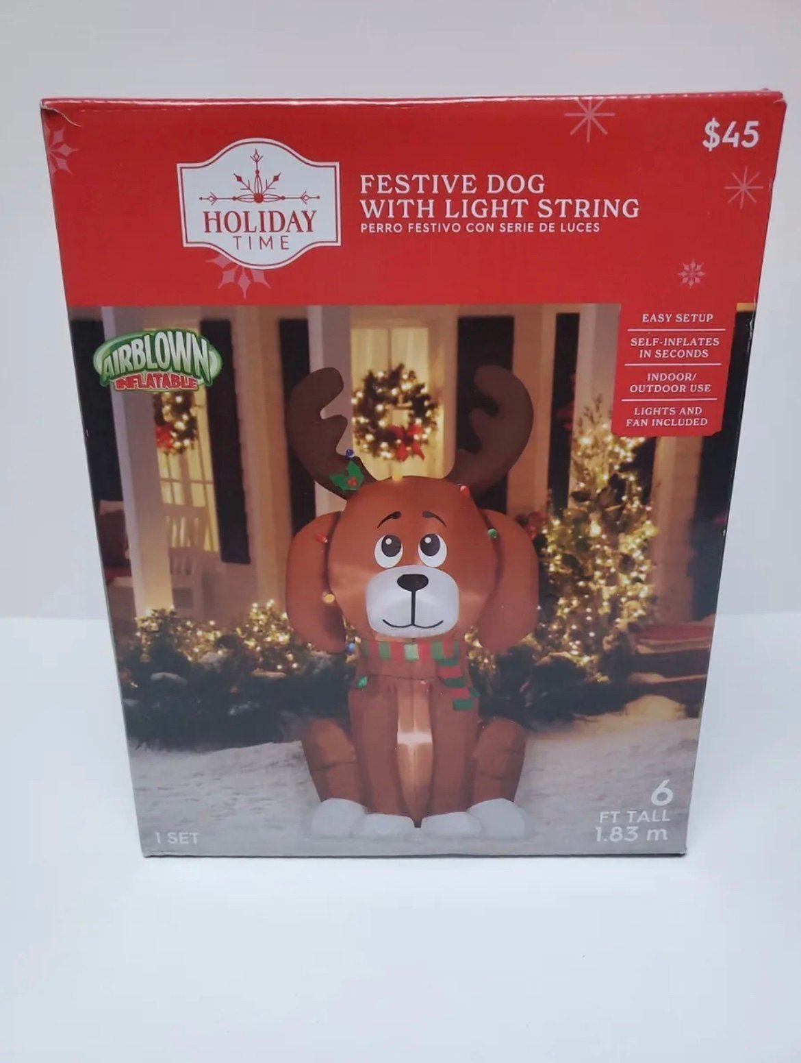 Gemmy Airblown Inflatable Christmas Dog With Antlers