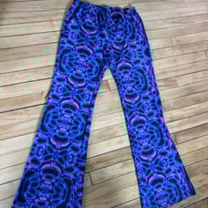 Loverz trippy flare leg hippie retro groovy blue pink bell bottoms rave festival
