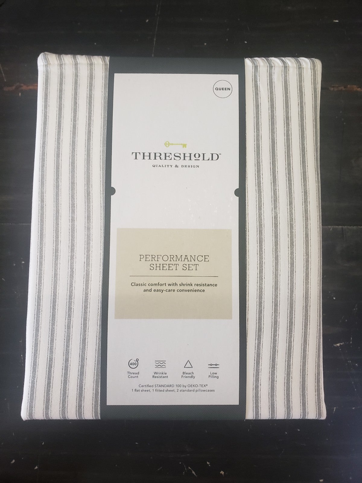 Offers Threshold Performance Sheet Set Queen Striped