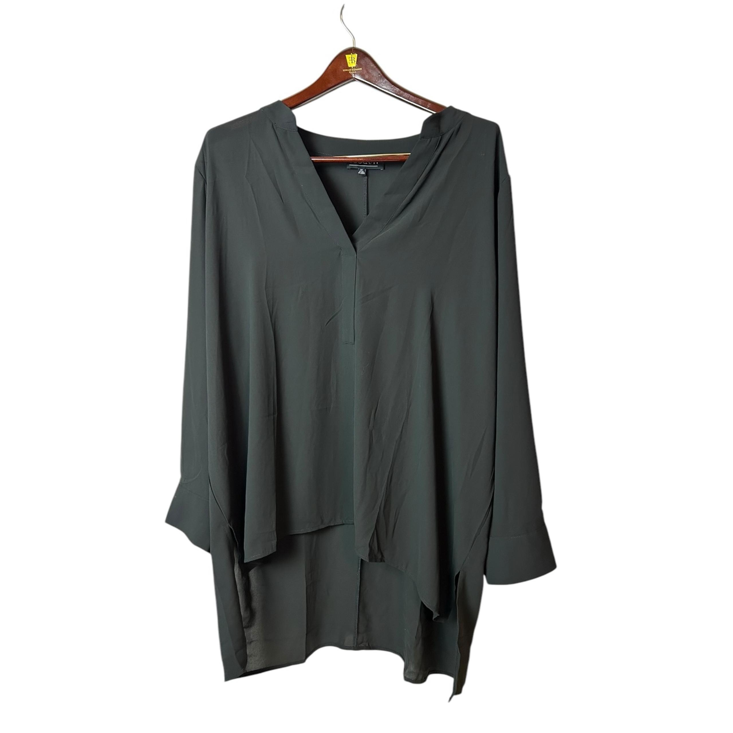 ELOQUII Women’s Black Sheer Chiffon Long Sleeve Top Blouse HI Low Tunic Size 22
