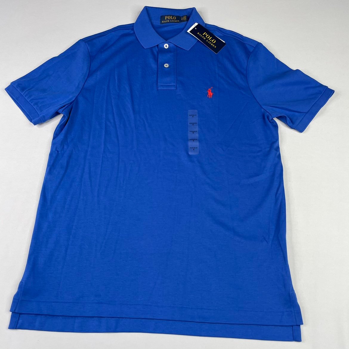 Polo Ralph Lauren Blue Polo Shirt Mens SMALL, Red Pony Short Sleeve, Standard