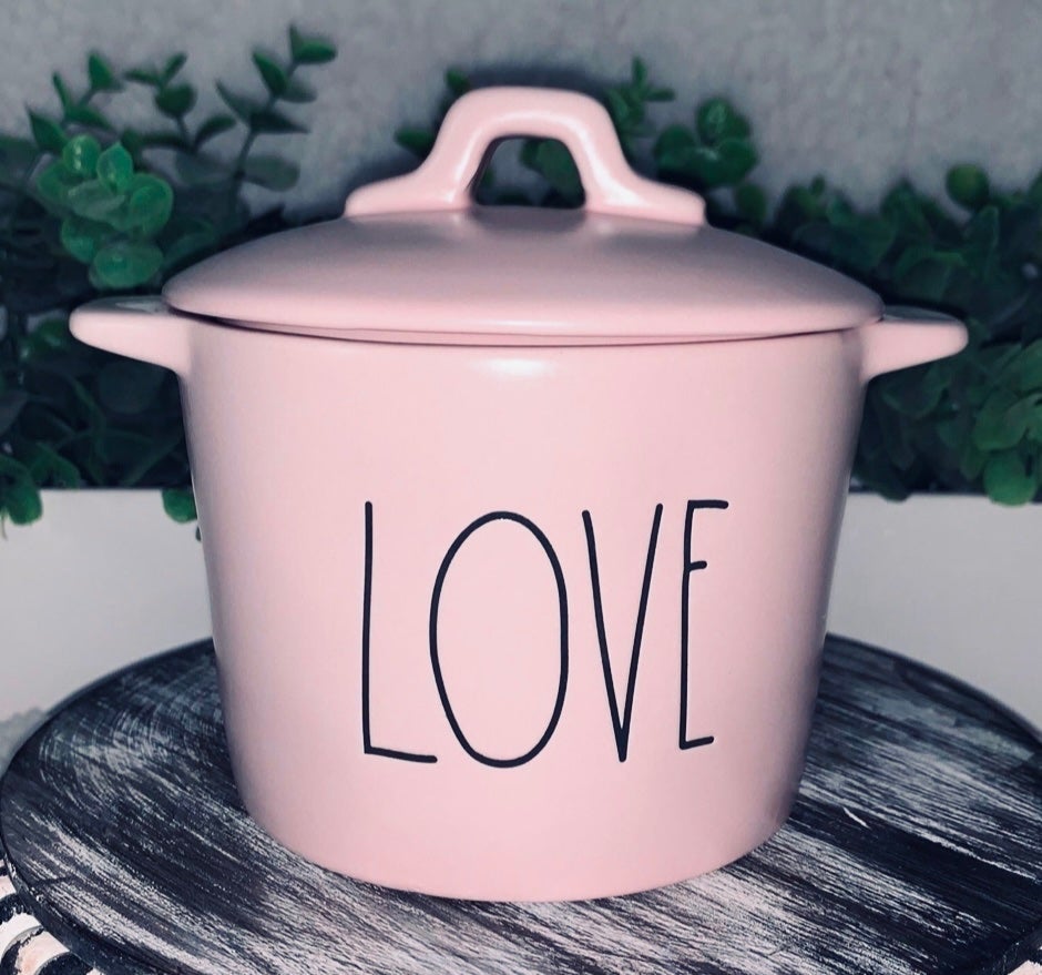 Rae Dunn Pink Love Mini Baker Casserole Pot with Lid