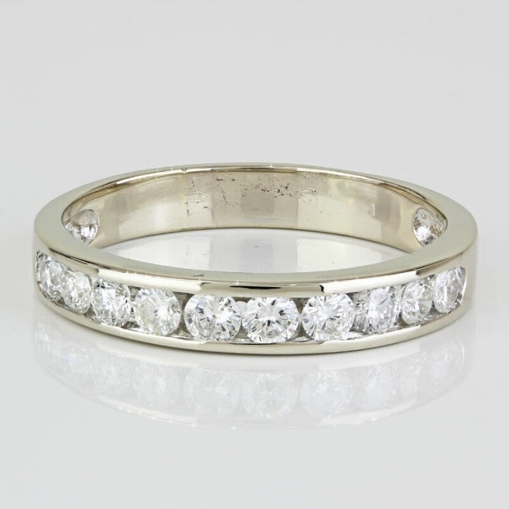 14k White Gold 10 Diamond Bridal Anniversary Band Wedding Ring