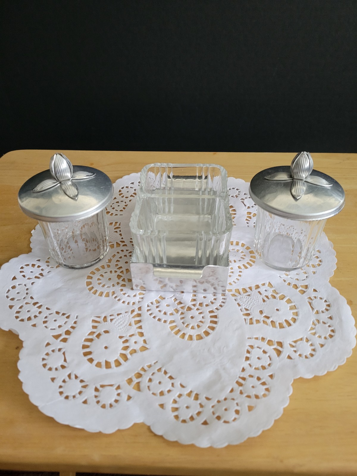Vintage Rodney Kent Hammered Aluminum Sugar Dish 3 pcs