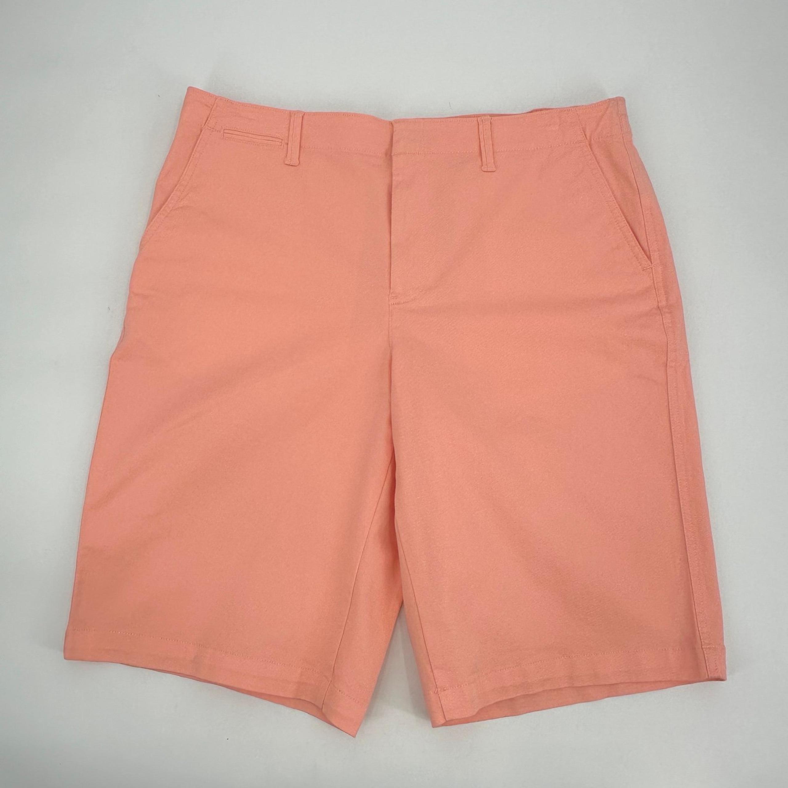 Lands End Classic 12" Chino Shorts Womens 16 Crisp Peach Twill Stretch Modest