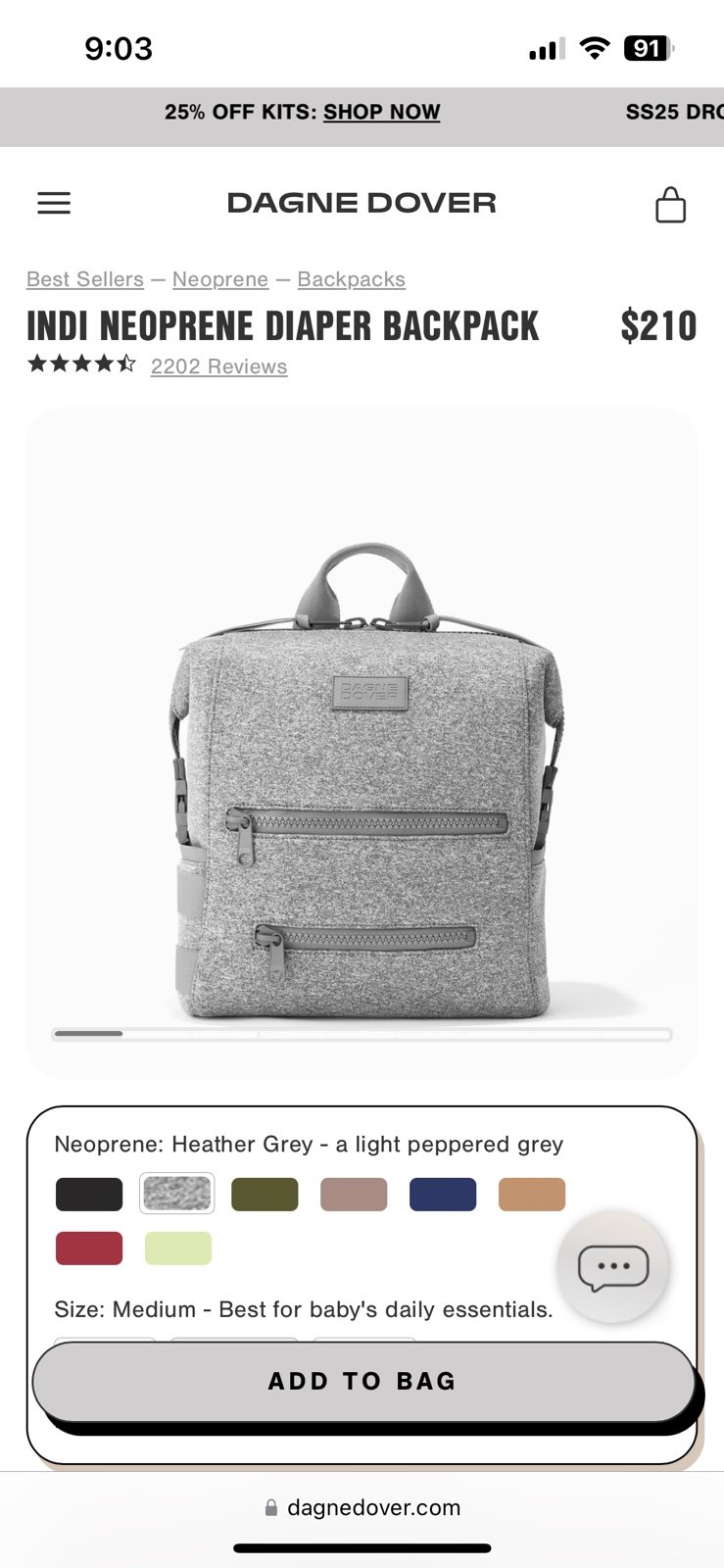 Indi neoprene diaper backpack