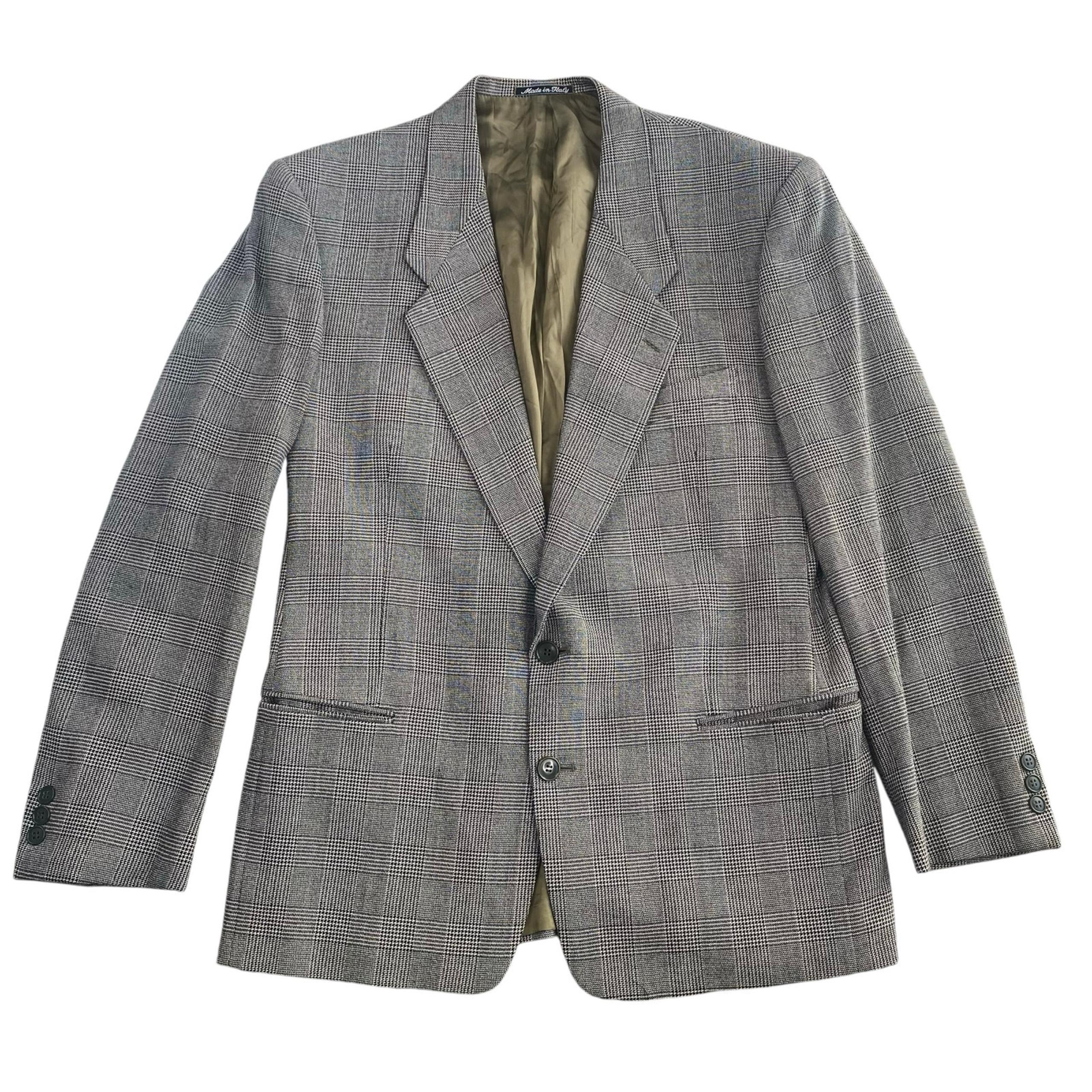 Vintage Mens Grey Houndstooth Blazer Size 41 - Giorgio Armani