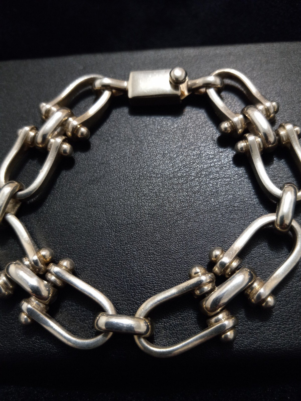 Vintage 9.25 Solid Silver Equine Horsebit Bracelet Rare! Artisan signed!
