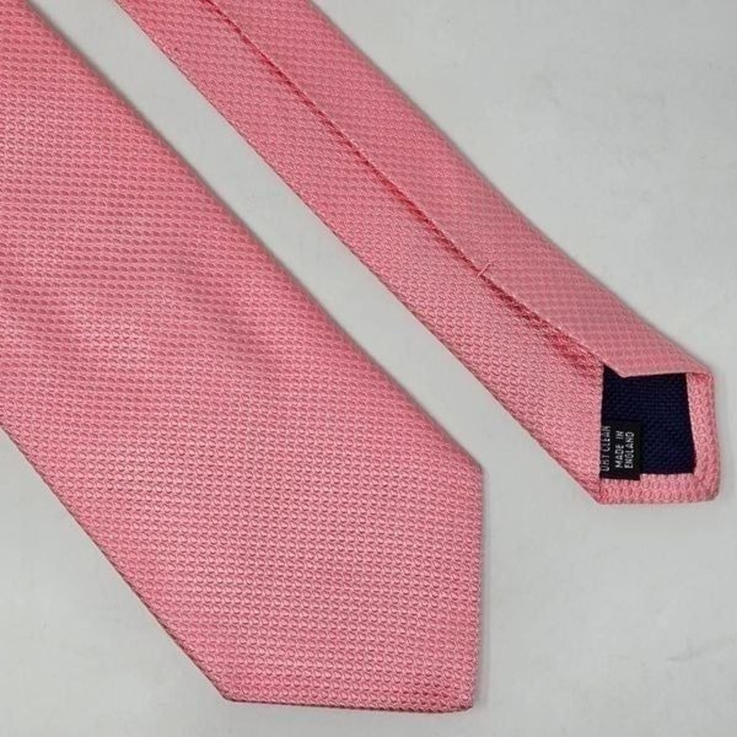 THOMAS PINK JERMYN STREET SILK TIE PINK SATIN TEXTURED 3.75" X 59" ENGLAND