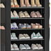 Large Shoe Rack Black 6 Side Pockets 23.6 Wide x 11.4 Deep x 68.9