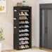 Large Shoe Rack Black 6 Side Pockets 23.6 Wide x 11.4 Deep x 68.9