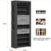 Large Shoe Rack Black 6 Side Pockets 23.6 Wide x 11.4 Deep x 68.9