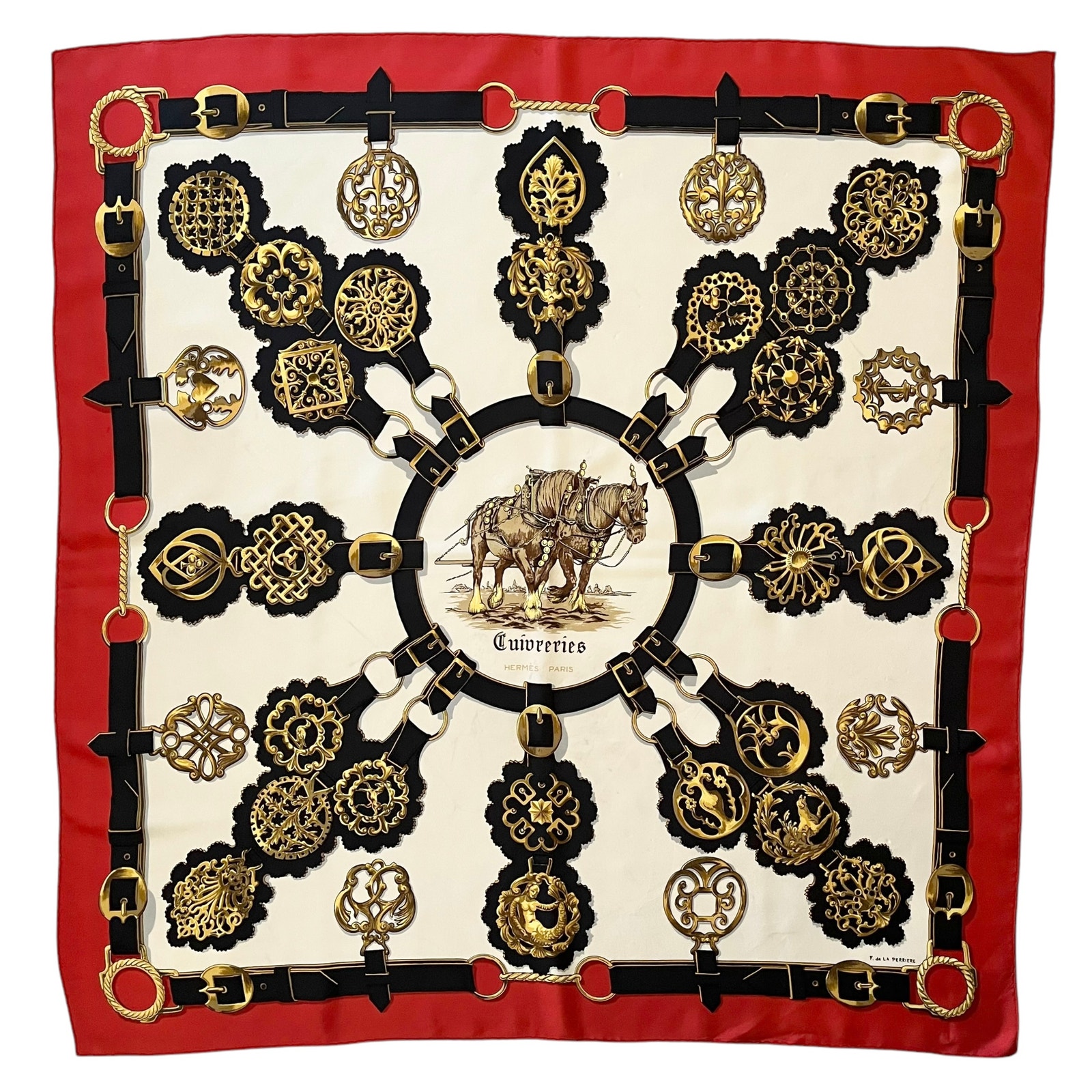 Hermès Carre 90 Cuivreries - Vintage Hermes Equestrian Silk Twill Square Scarf