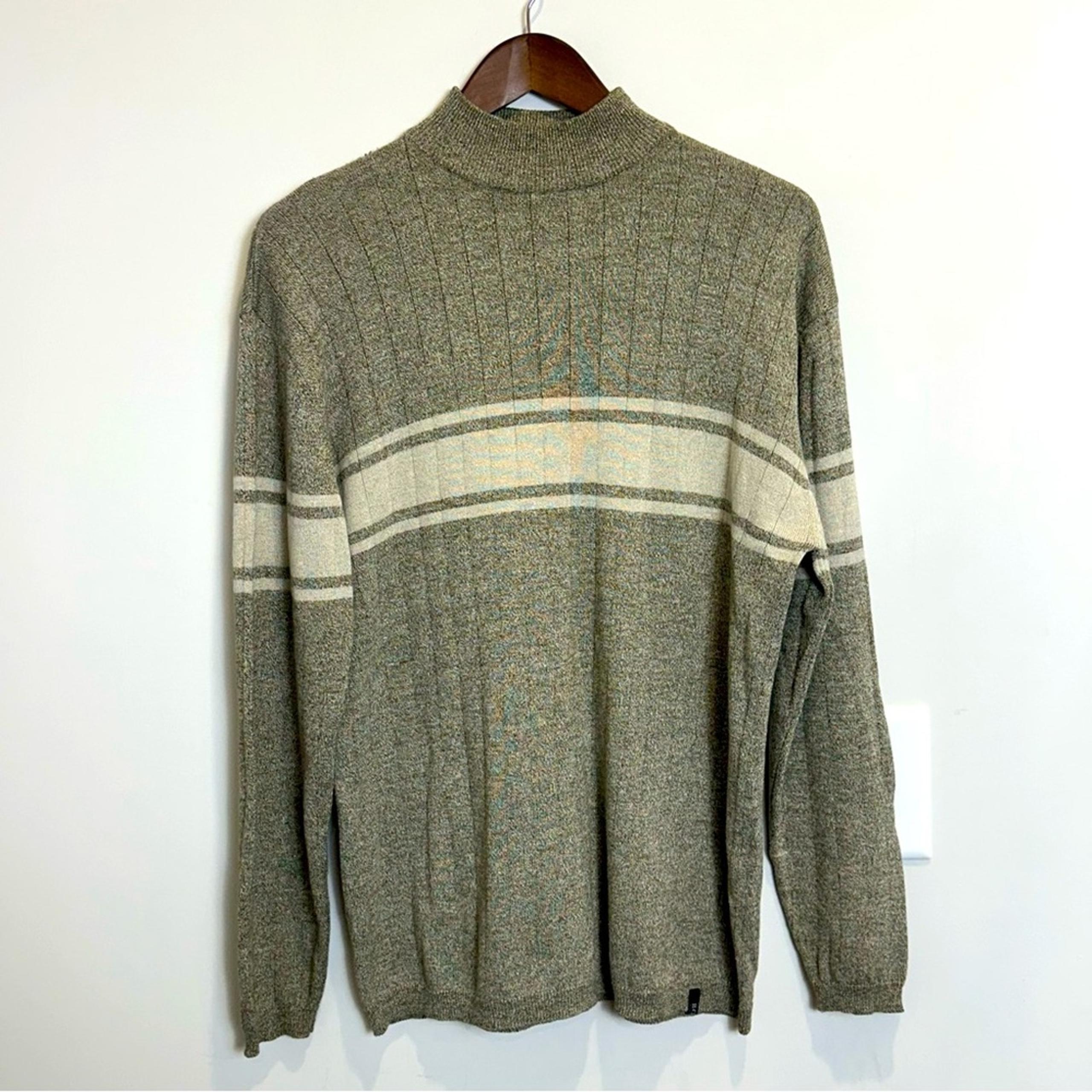 Vintage Men’s Boss Hugo Boss Cowl Neck Gray Fitted Sweater Size XL