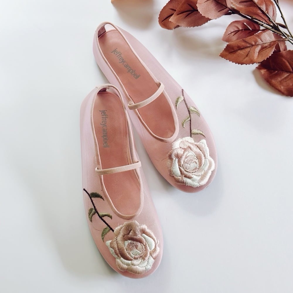 Jeffrey Campbell Swan Flower Mesh Flats Pink