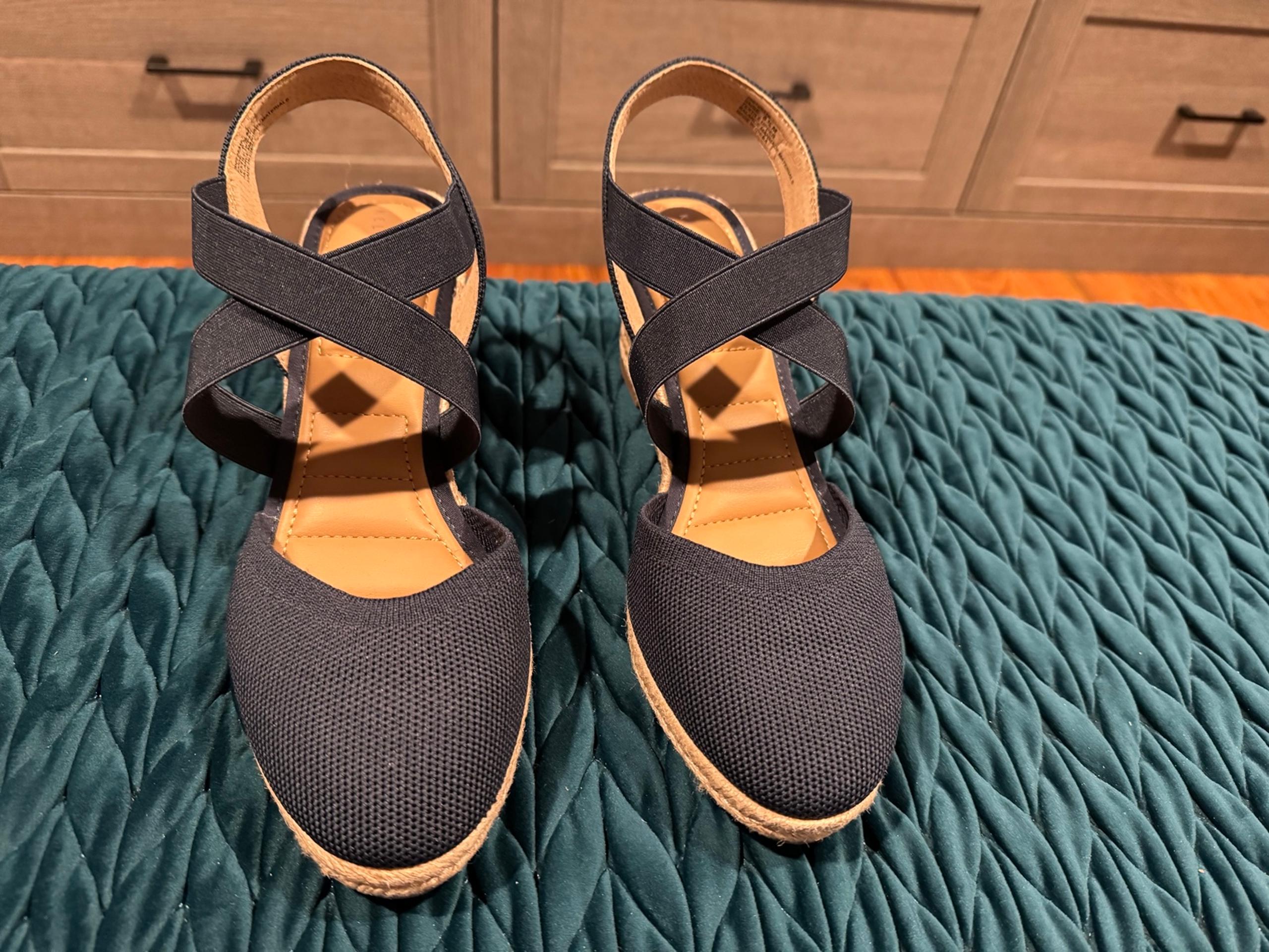 Navy Espadrille Wedge Sandal