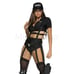 Swat Commander 7 Pc Zip Up Collar Crop Cosplay Halloween Black Costume Size M/L