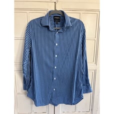 Bonobos mens blue checked dress shirt size 16.5 / 33