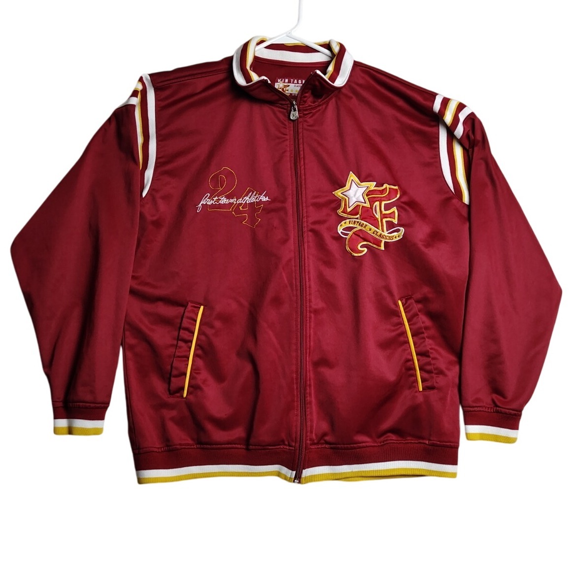 Raw Blue Vintage Classics Track Jacket Full Zip Maroon Gold Trim XL First Team