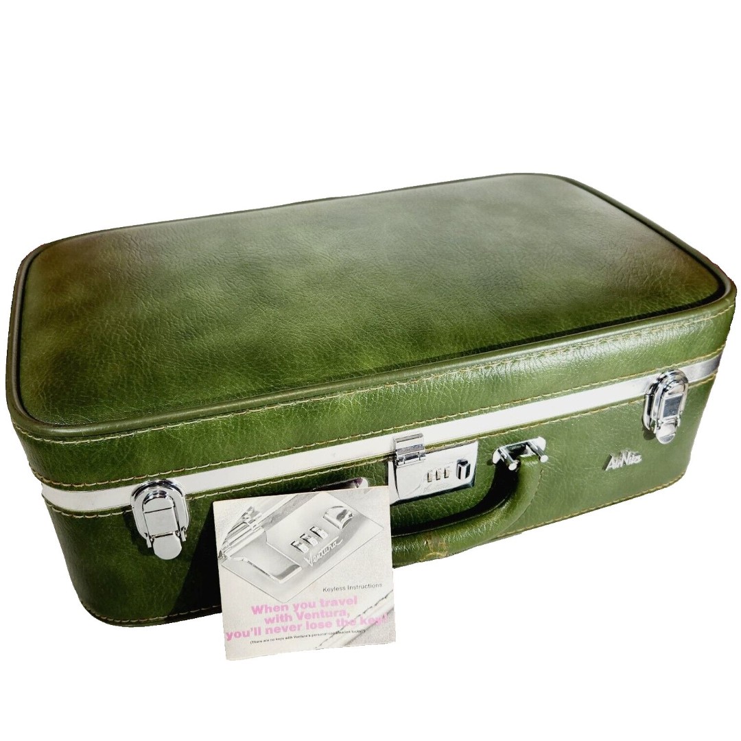 Ventura Air Nita Suitcase Luggage Travel 21 in x 13 in Avocado Green Retro 70's
