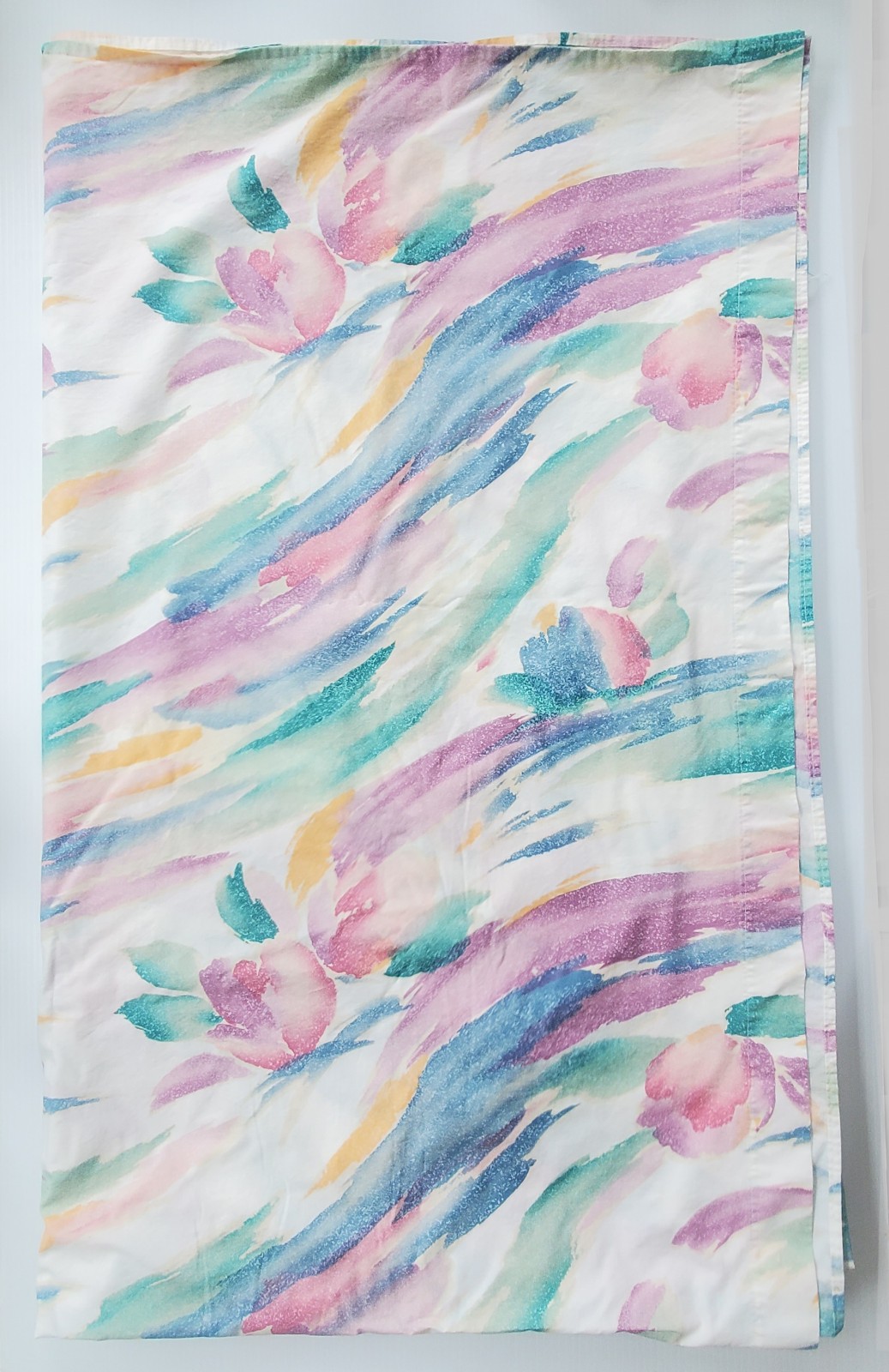 Vintage Watercolor Floral Unbranded Queen Flat Sheet 80's Bed Linens