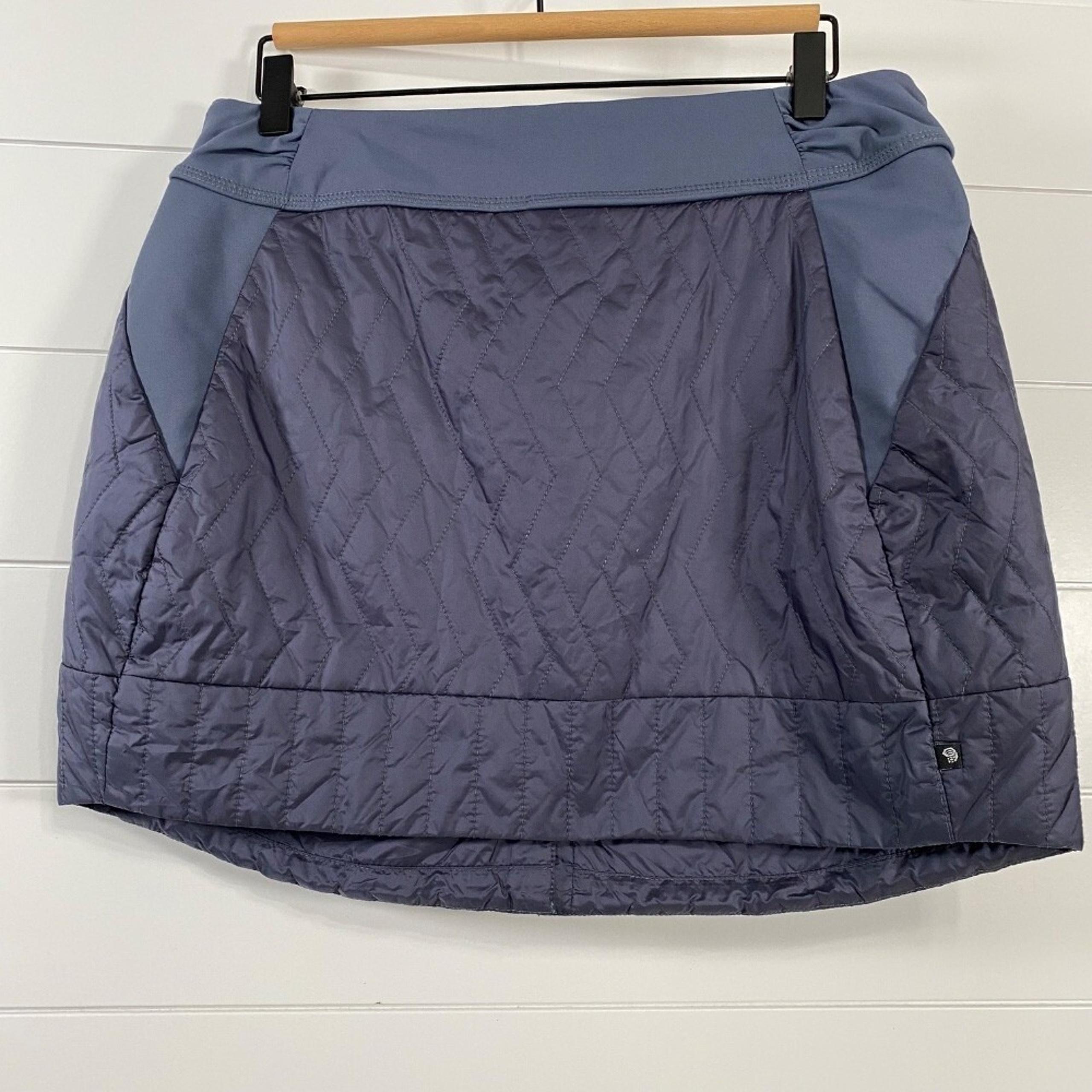 Mountain Hardwear Womens Quilted Mini Skirt sz L Blue Pull On Outdoor Warm Cozy