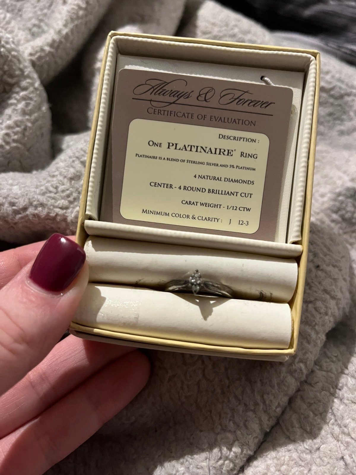 AGW Platinaire Diamond Engagement 4 stone ring Ring Size 7
