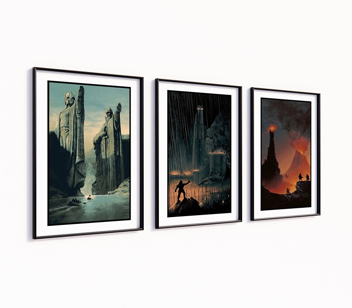 Lord of the rings poster 3 Set Framed Trilogy LotR Wall Art, Movie poser Minimal