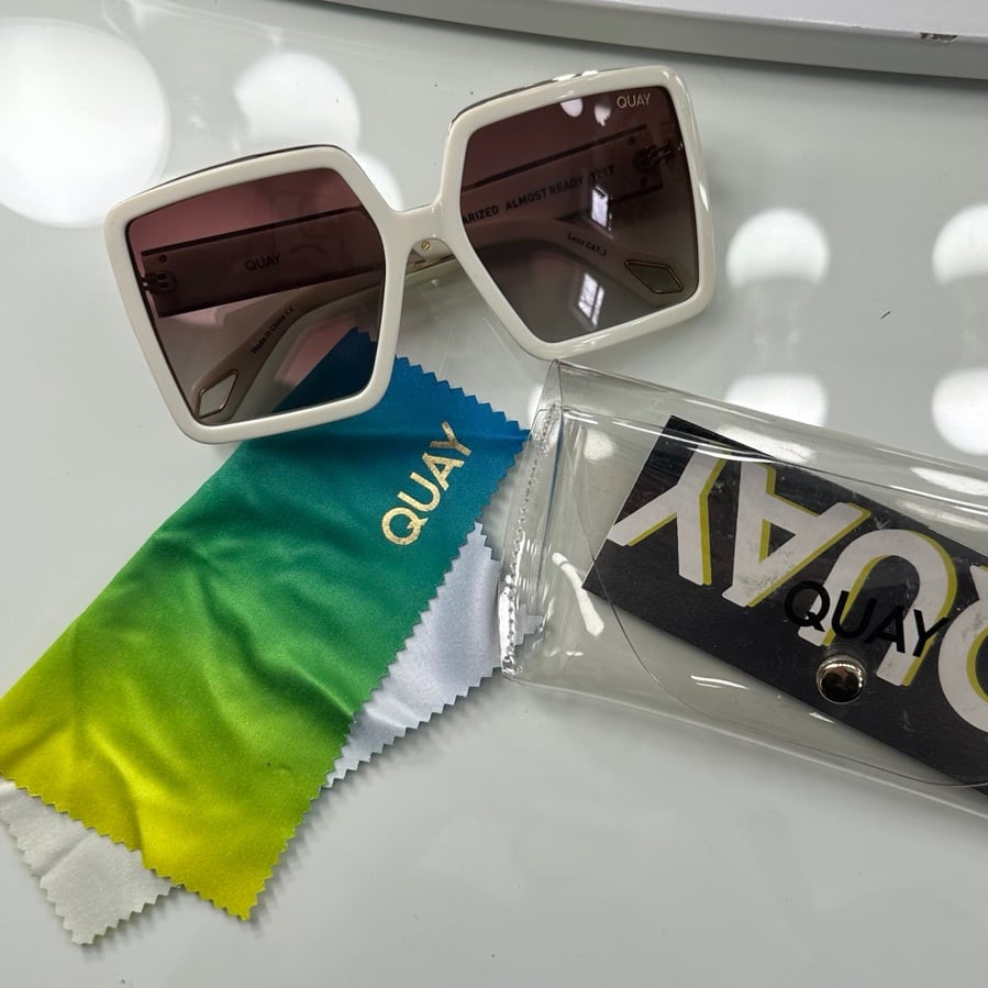 QUAY Ivory Squared Sunglasses
