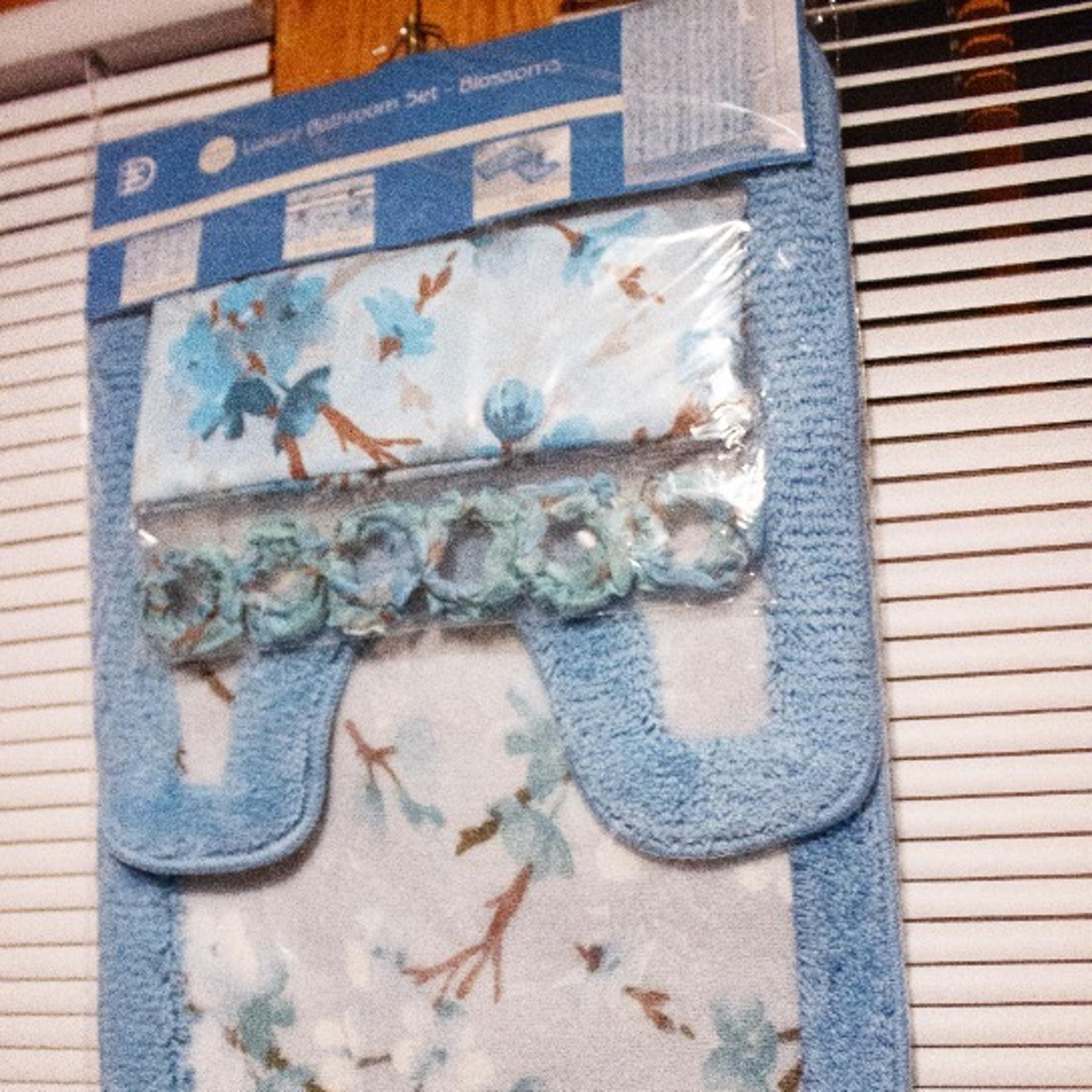 Dainty Home 15 Pc Luxury Bathroom Set Blue Blossoms #MIN15 Home Decor BRAND NEW