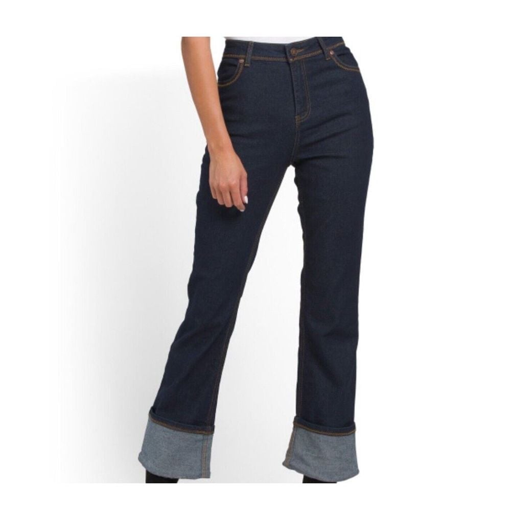 House of Harlow 1960 Cuffed Straight Denim Jeans in Pockets Size 28