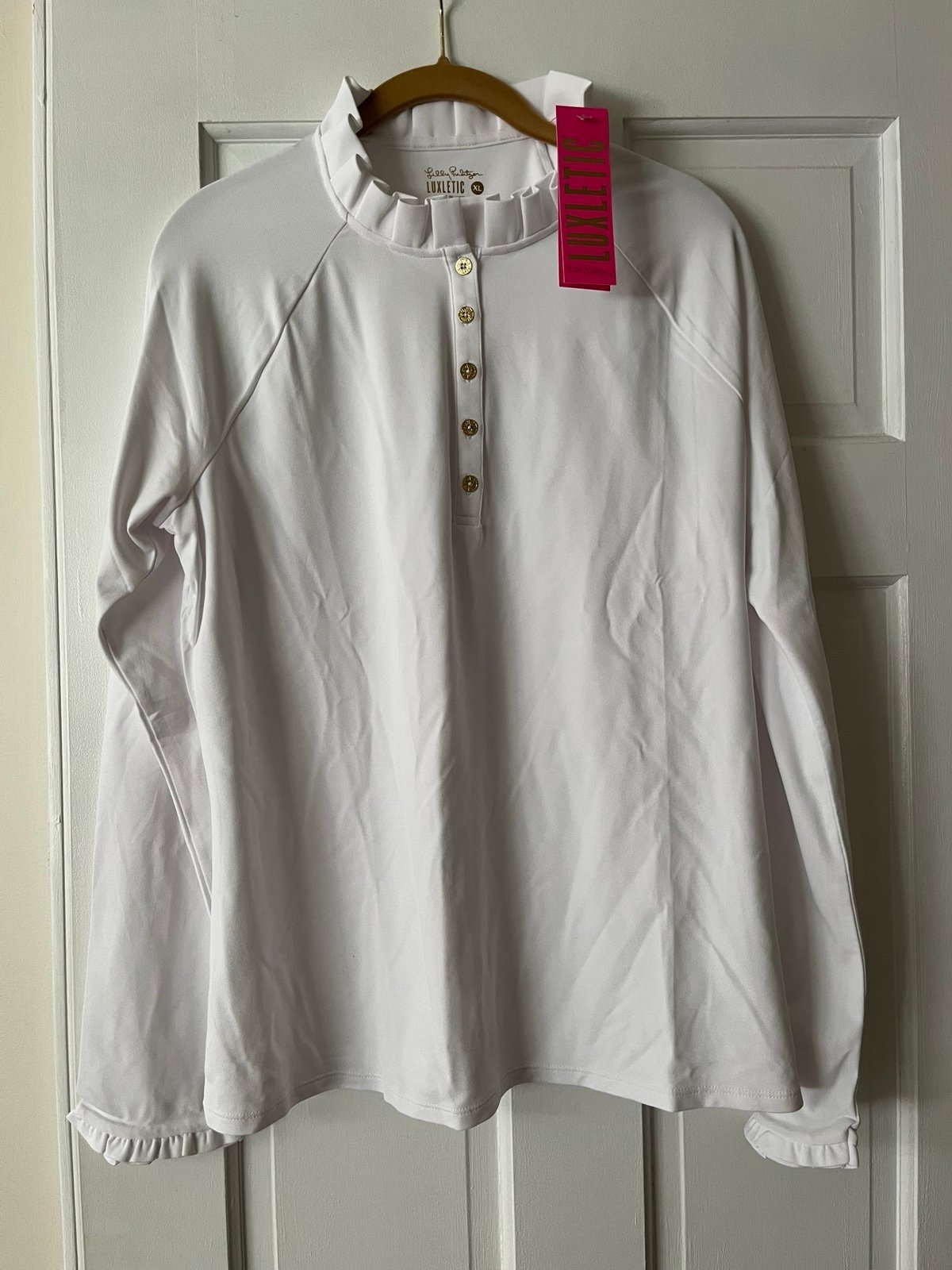 NWT Lilly Pulitzer UPF 50+ Luxletic Hutton Polo in Resort White XL