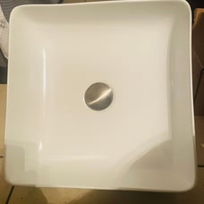 Logmey 15''x15'' Square Above White Porcelain Ceramic Bathroom Vessel