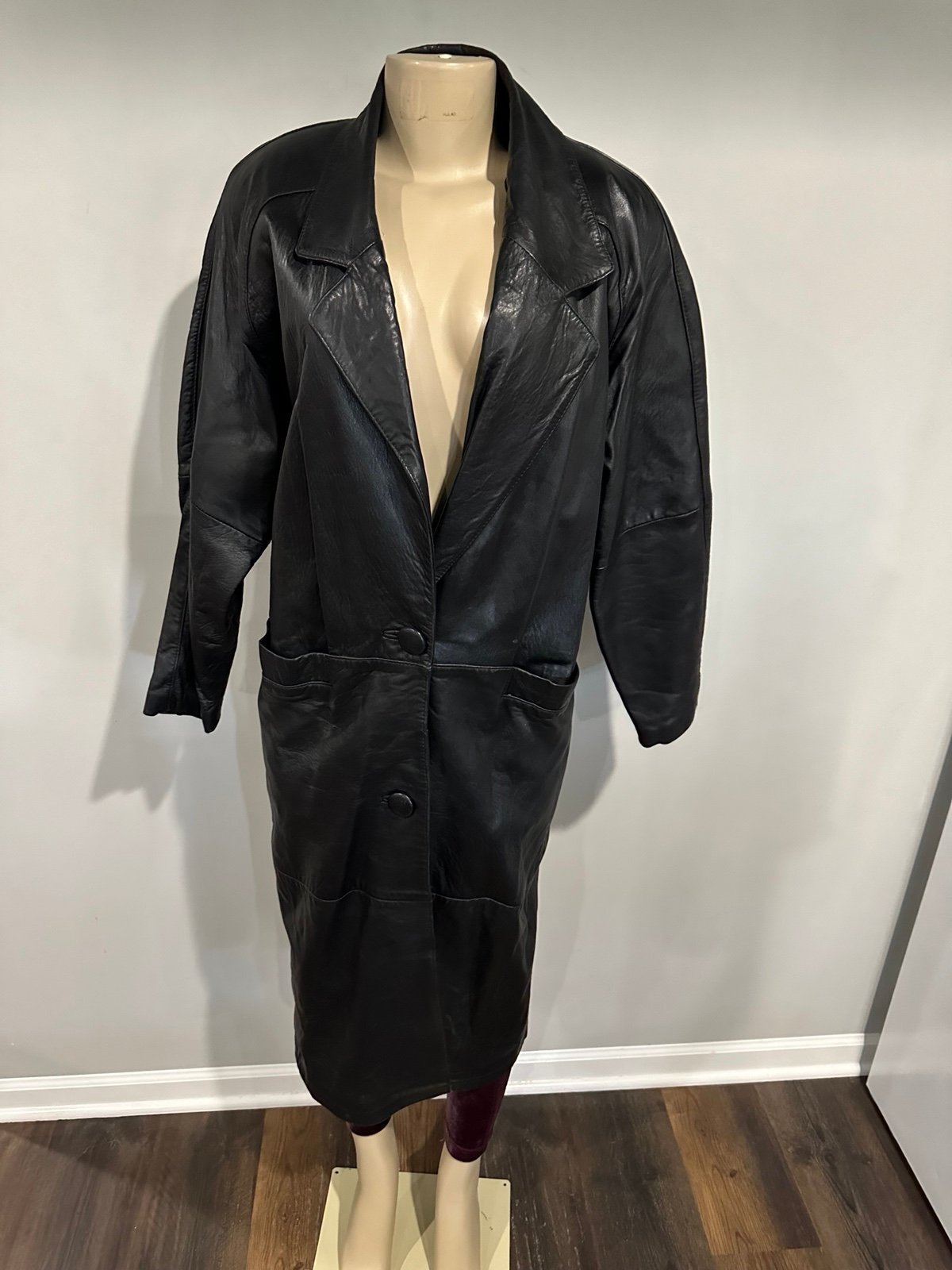 Leather Coat Size Small Women Vintage Trench Black 1908’s