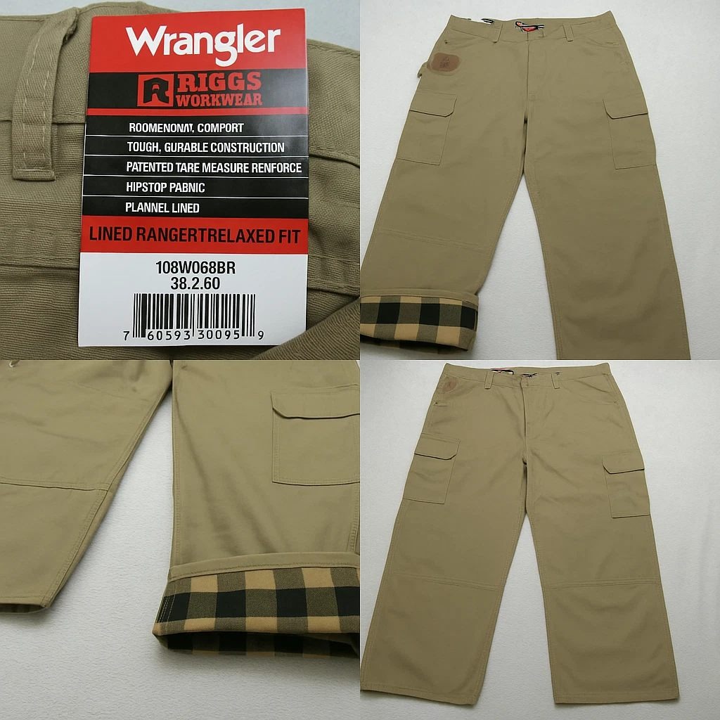 Wrangler Pants Mens 38x30 Ranger Carpenter Cargo Riggs Rip Stop Jeans NEW