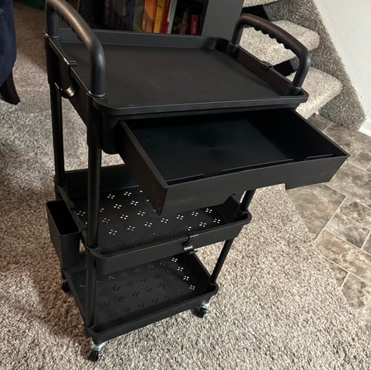 3 Tier Rolling Utility Cart with Drawer,REBECAT Utility Cart
