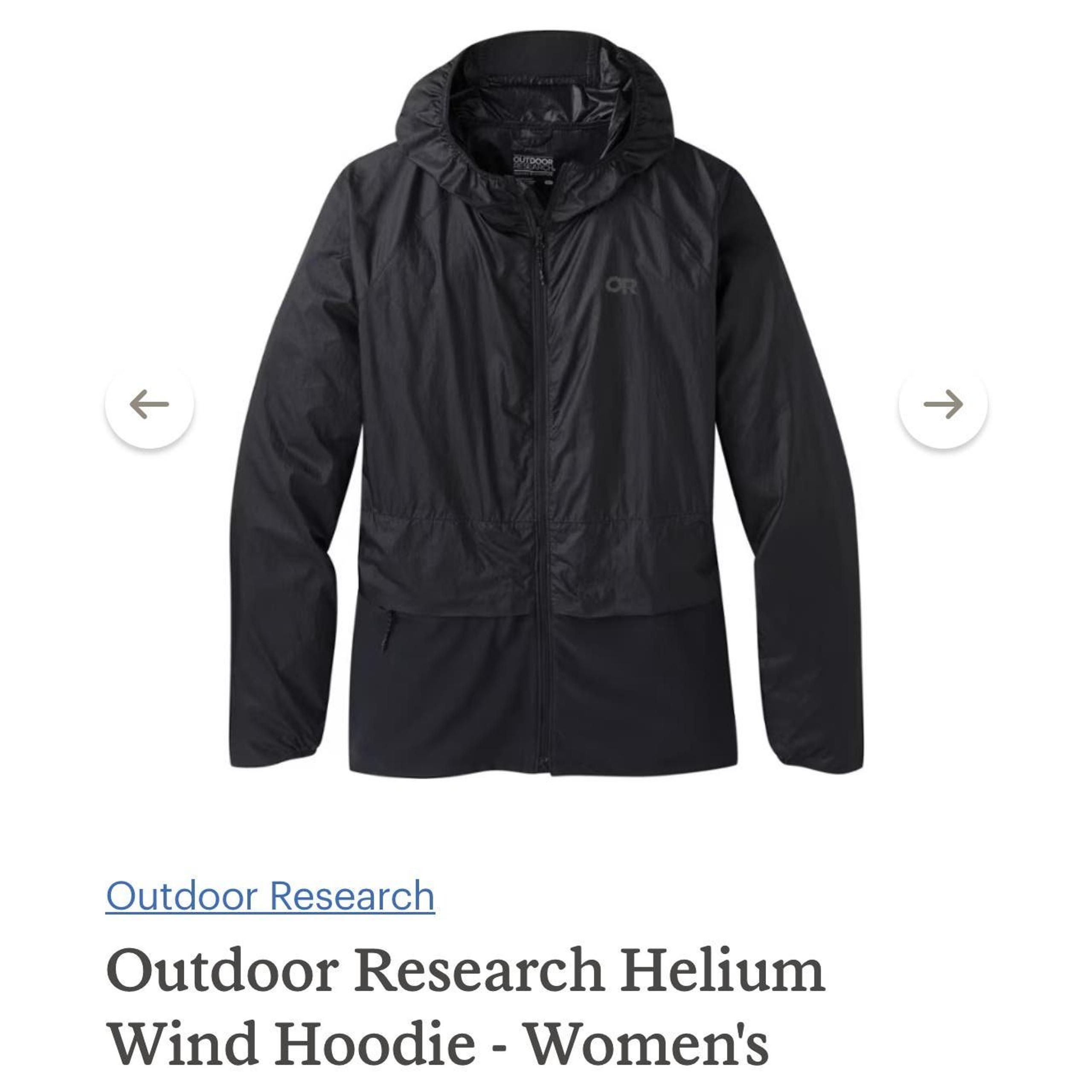 Like new Women's Outdoor Research Helium Wind Hoodie, Size Medium, black