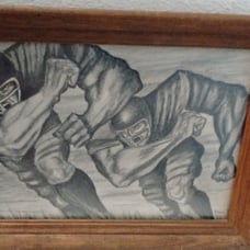 ERNIE BARNES PULLING GUARDS LITHOGRAPH