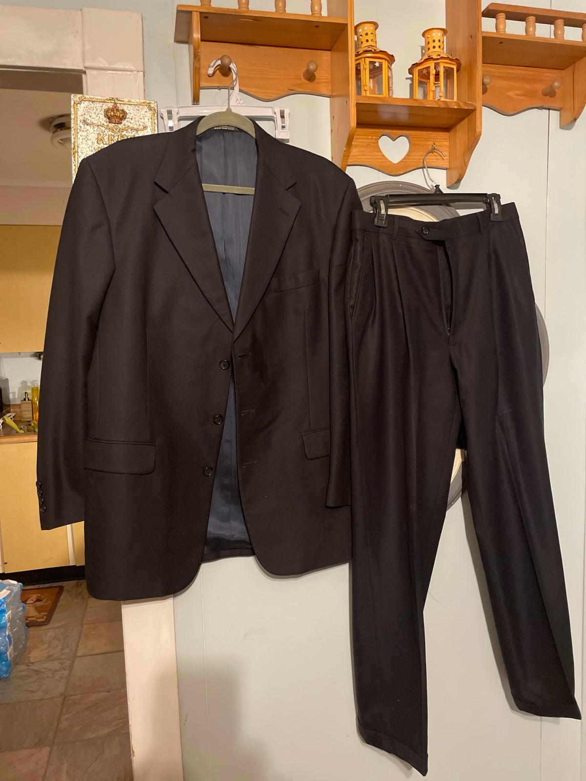 Stafford 2 piece 3 button suit jacket size 41 long pants size 35 x 31