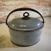 Antique Lunch Box Gray Graniteware Enamelware Storage Bucket Pail with Handle