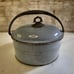 Antique Lunch Box Gray Graniteware Enamelware Storage Bucket Pail with Handle