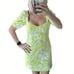 NWOT French Connection Lime Green Berina Whisper Light Printed Dress Size 4