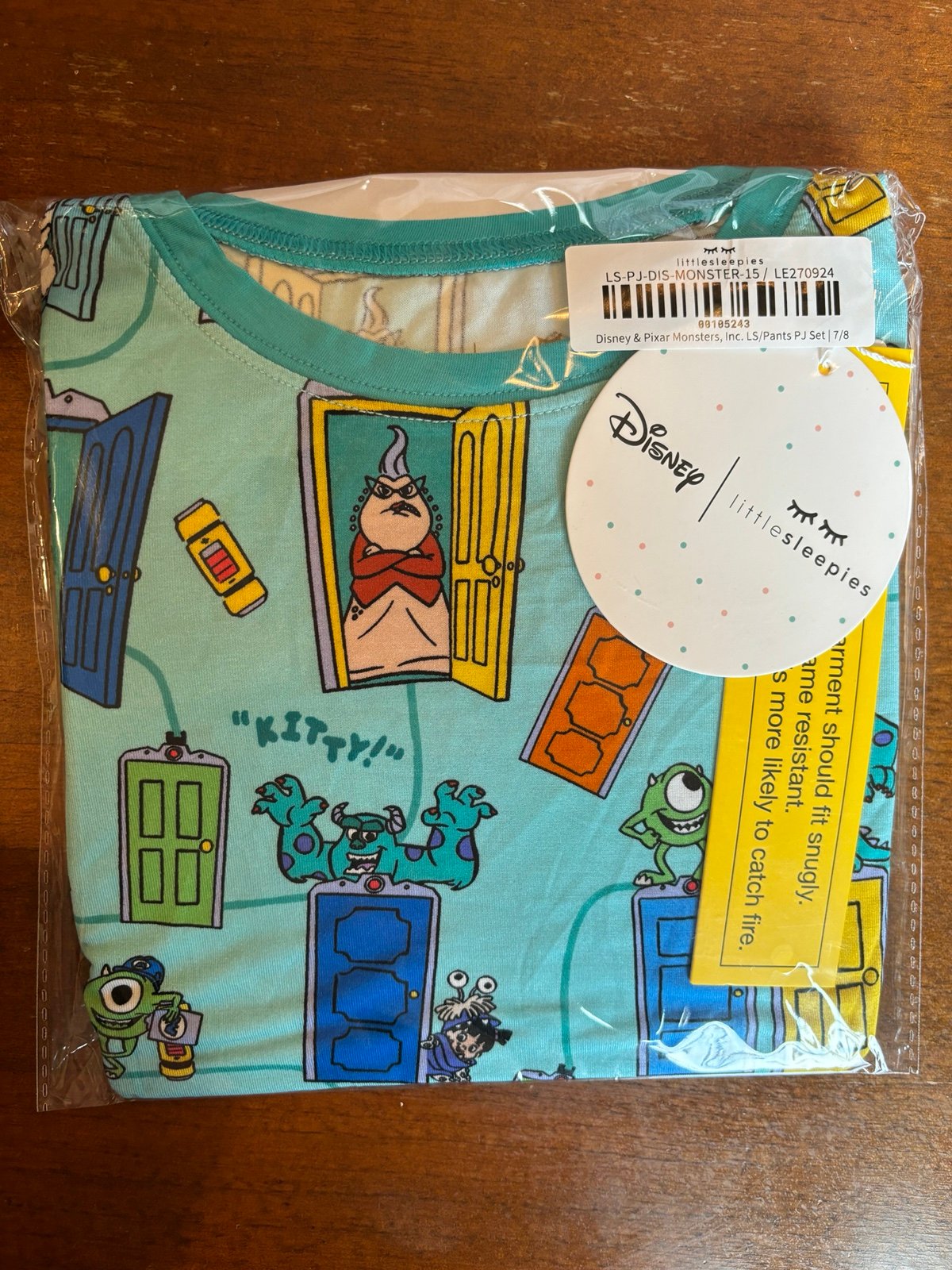 NWT little sleepies monsters inc long sleeve pj 7/8
