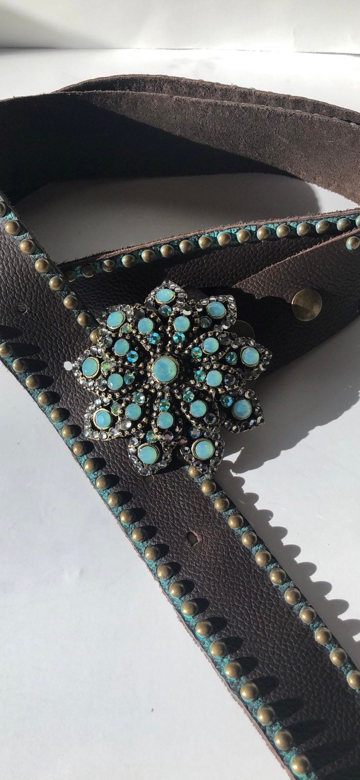 Rome USA Opal Rhinestone Brown Leather B