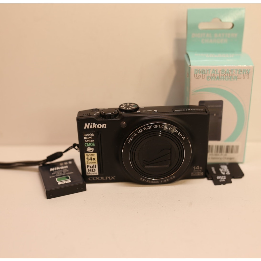 Nikon Coolpix S8200 Black Digital Camera - Tested Works