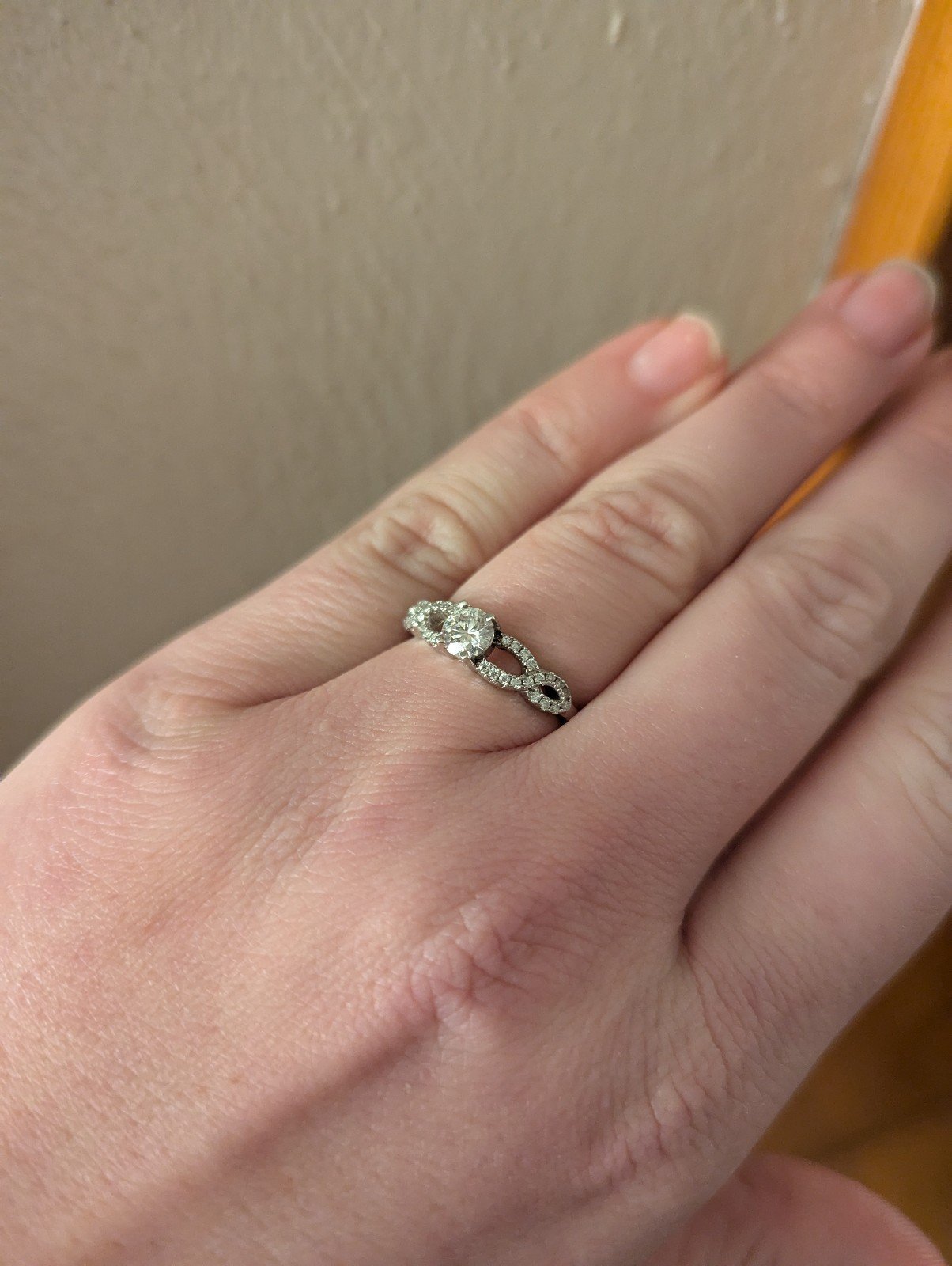 Sterling Silver .925 and Moissanite Engagement Ring - Size 7.5