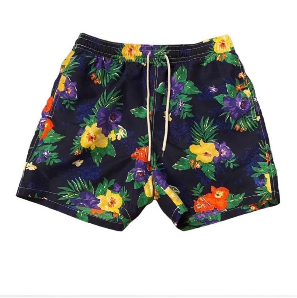 Men's Polo Ralph Lauren Swim Trunks Size L Navy Floral